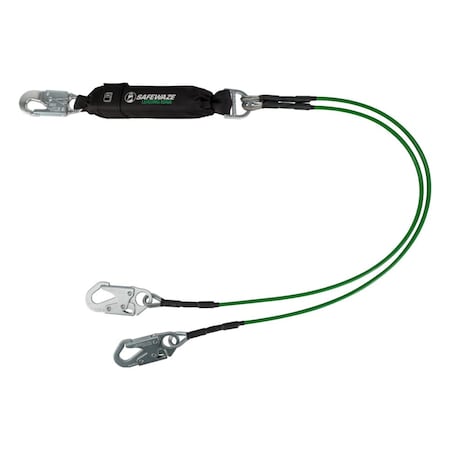 Safewaze Leading Edge 6ft Energy Absorbing Lanyard: Dual Leg, Snap Hooks 019-2012